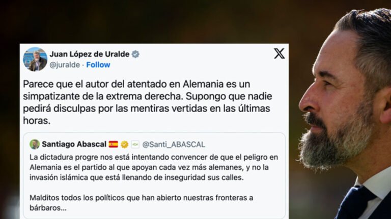 Abascal tira de xenofobia tras el atentado en Alemania y las redes le recuerdan que según las investigaciones el autor era islamófobo y de ultraderecha