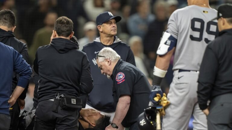 Yankees: Oswaldo Cabrera sale en ambulancia tras mal deslizamiento en el plato ante Mariners