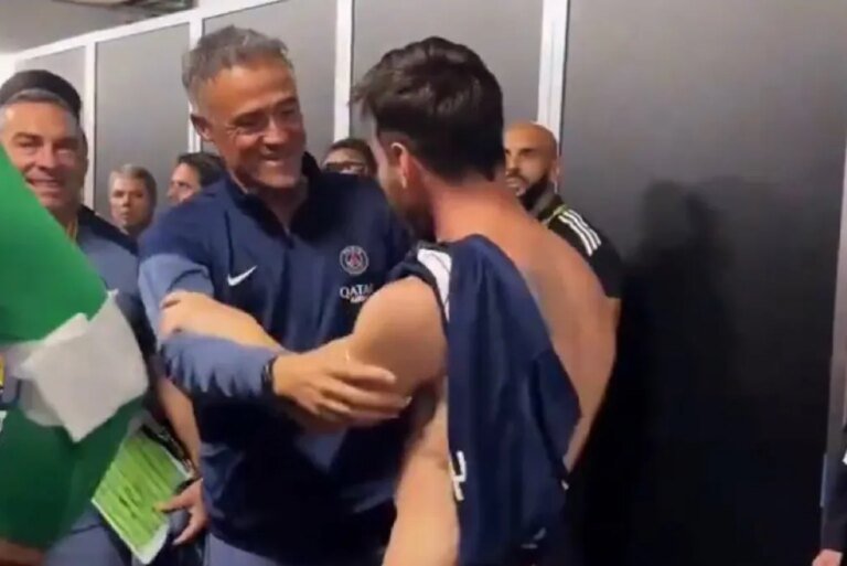 Un reencuentro "muy especial" en el adiós de Messi al Mundial de clubes: abrazo con Luis Enrique, camiseta con Hakimi y foto con Dembélé